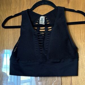 Mono B Black Sports Bra Full Coverage Cut Out